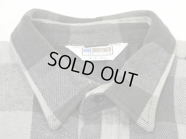 画像3: 80s FIVE BROTHER HEAVY FLANNEL QUILTING MONOTONE PLAID SHIRT MADE IN USA (3)