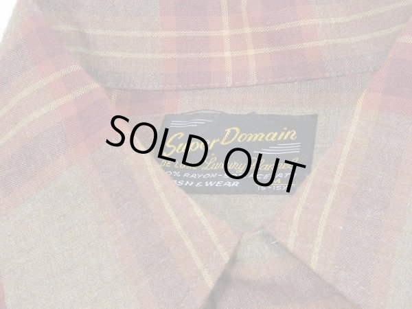 画像3: 〜 70's Super Domain by Milliken OMBRE SHADOW CHECK OPEN COLLAR RAYON SHIRT DEAD STOCK (3)