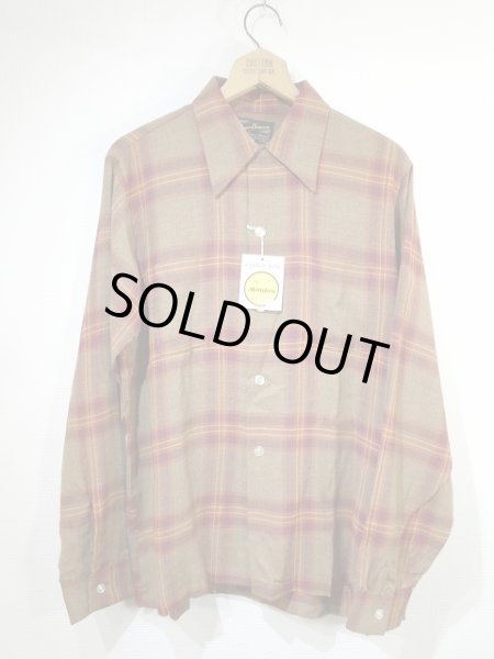 画像1: 〜 70's Super Domain by Milliken OMBRE SHADOW CHECK OPEN COLLAR RAYON SHIRT DEAD STOCK (1)