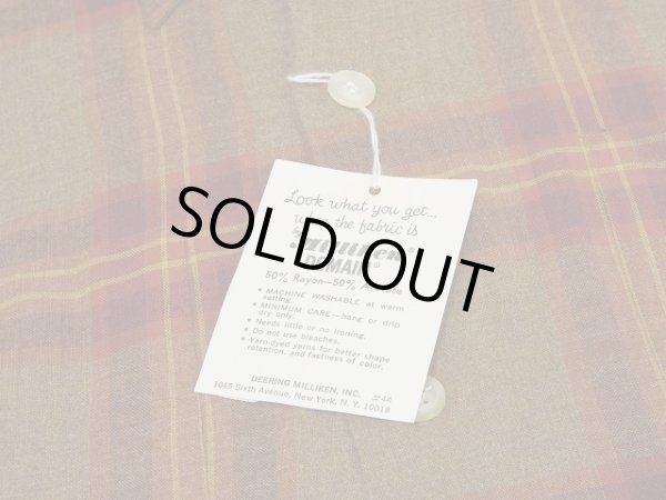 画像7: 〜 70's Super Domain by Milliken OMBRE SHADOW CHECK OPEN COLLAR RAYON SHIRT DEAD STOCK (7)