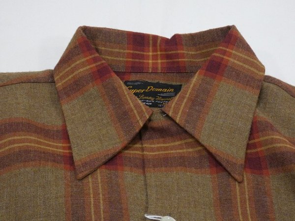 画像4: 〜 70's Super Domain by Milliken OMBRE SHADOW CHECK OPEN COLLAR RAYON SHIRT DEAD STOCK (4)