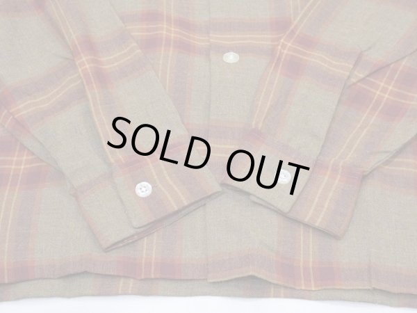 画像10: 〜 70's Super Domain by Milliken OMBRE SHADOW CHECK OPEN COLLAR RAYON SHIRT DEAD STOCK (10)
