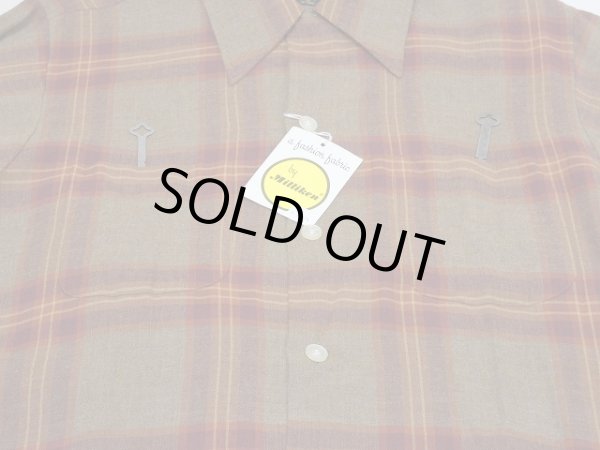 画像6: 〜 70's Super Domain by Milliken OMBRE SHADOW CHECK OPEN COLLAR RAYON SHIRT DEAD STOCK (6)