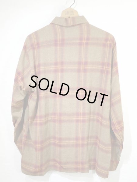 画像2: 〜 70's Super Domain by Milliken OMBRE SHADOW CHECK OPEN COLLAR RAYON SHIRT DEAD STOCK (2)