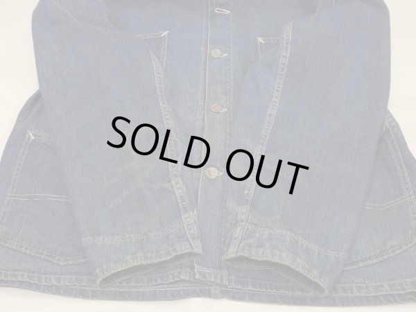 画像9: 〜 40's UNKNOWN 13 STAR BUTTON DENIM CHORE JACKET COVERALL (9)