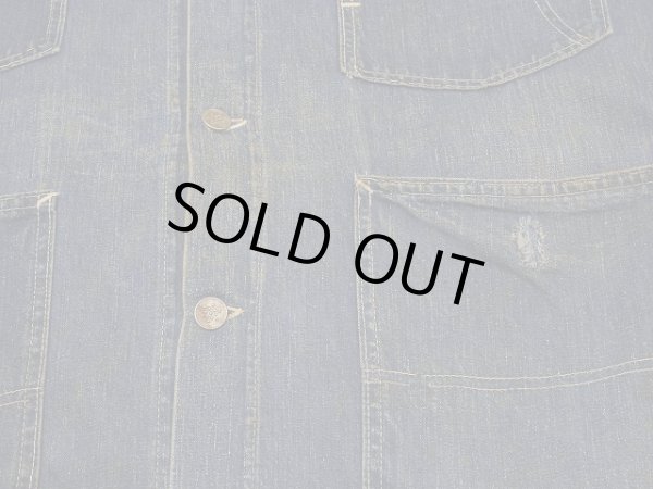 画像6: 〜 40's UNKNOWN 13 STAR BUTTON DENIM CHORE JACKET COVERALL (6)