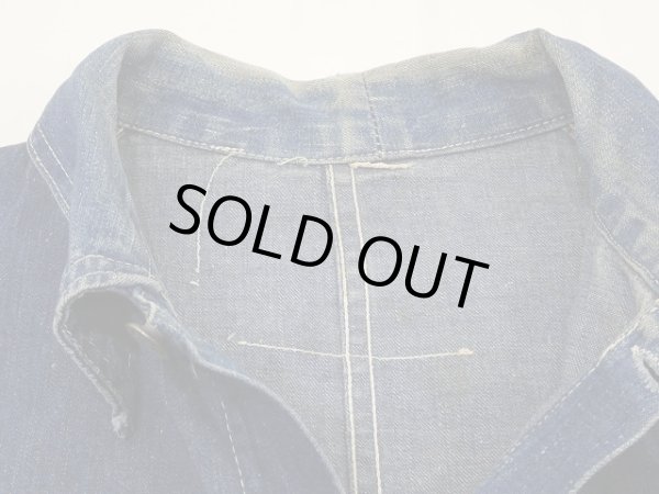 画像3: 〜 40's UNKNOWN 13 STAR BUTTON DENIM CHORE JACKET COVERALL (3)