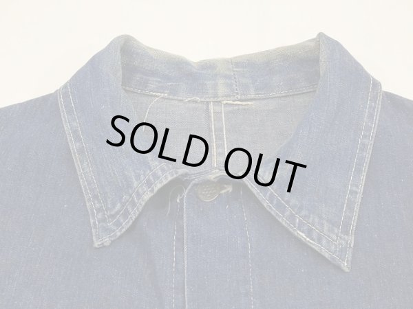 画像4: 〜 40's UNKNOWN 13 STAR BUTTON DENIM CHORE JACKET COVERALL (4)