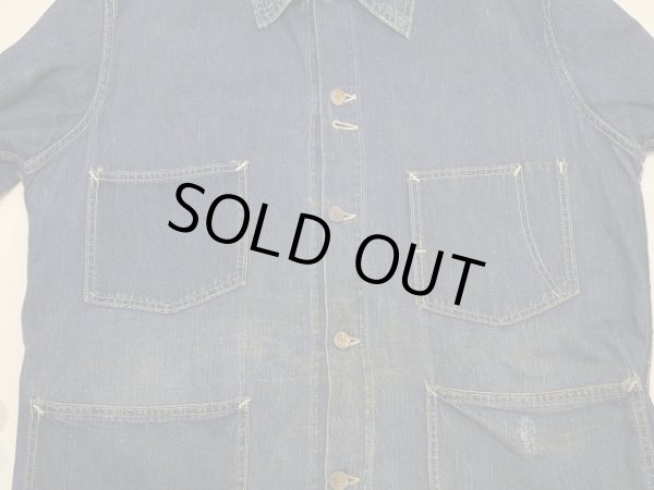 画像5: 〜 40's UNKNOWN 13 STAR BUTTON DENIM CHORE JACKET COVERALL (5)