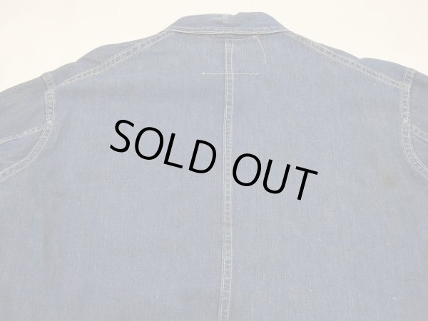 画像10: 〜 40's UNKNOWN 13 STAR BUTTON DENIM CHORE JACKET COVERALL (10)