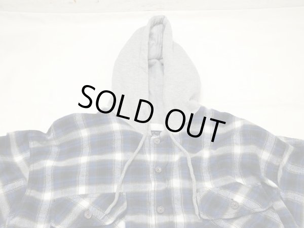 画像4: 90's MOOSE CREEK OMBRE GRADATION CHECK HOODED FLANNEL SHIRT with THERMAL LINING  (4)