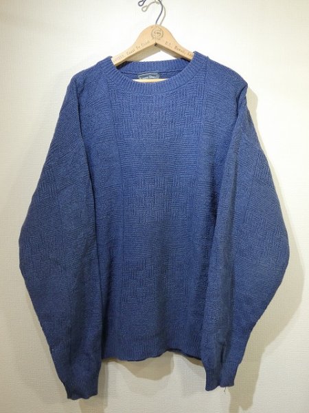 画像1: 80s 90s KENNETH ROBERTS INDIGO COTTON KNIT SWEATER (1)