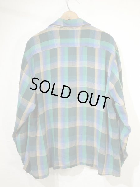 画像2: 〜 70s Penneys TOWN CRAFT Plus OMBRE SHADOW CHECK RAYON SHIRT (2)