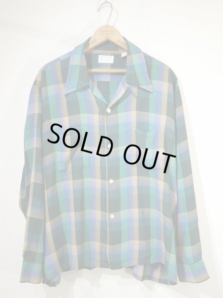 画像1: 〜 70s Penneys TOWN CRAFT Plus OMBRE SHADOW CHECK RAYON SHIRT (1)