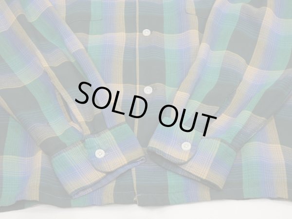 画像9: 〜 70s Penneys TOWN CRAFT Plus OMBRE SHADOW CHECK RAYON SHIRT (9)
