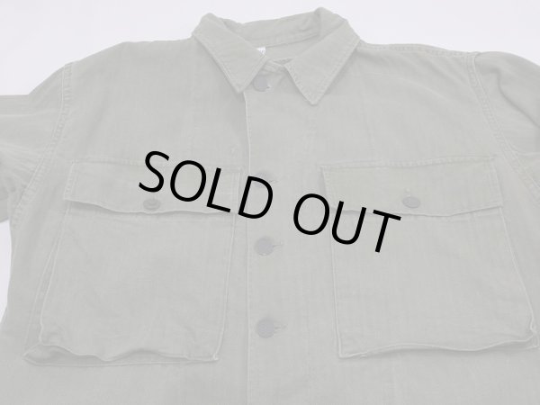 画像4: 40's US ARMY M-43 HBT HERRINGBONE TWILL UTILITY JACKET 34R (4)