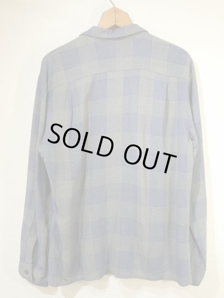 画像2: 50s 60s Sportsman OMBRE SHADOW CHECK RAYON SHIRT with HAND STITCH (2)