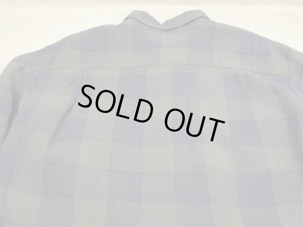 画像7: 50s 60s Sportsman OMBRE SHADOW CHECK RAYON SHIRT with HAND STITCH (7)
