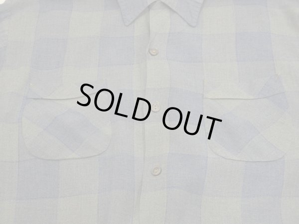 画像5: 50s 60s Sportsman OMBRE SHADOW CHECK RAYON SHIRT with HAND STITCH (5)