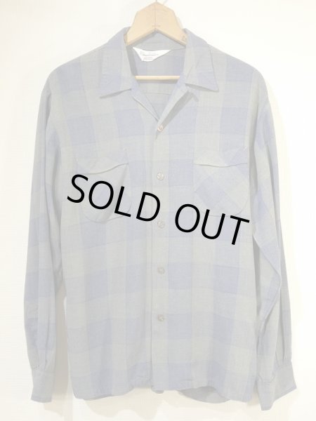 画像1: 50s 60s Sportsman OMBRE SHADOW CHECK RAYON SHIRT with HAND STITCH (1)