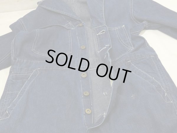 画像6: 40s 〜 UNKNOWN LAUREL BUTTON DENIM ALL IN ONE COVERALL (6)