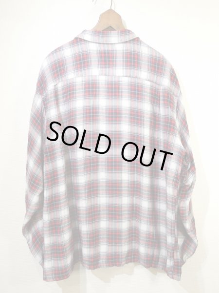 画像2: 60s Nelson-Paige Customline OMBRE SHADOW CHECK OPEN COLLAR RAYON SHIRT (2)