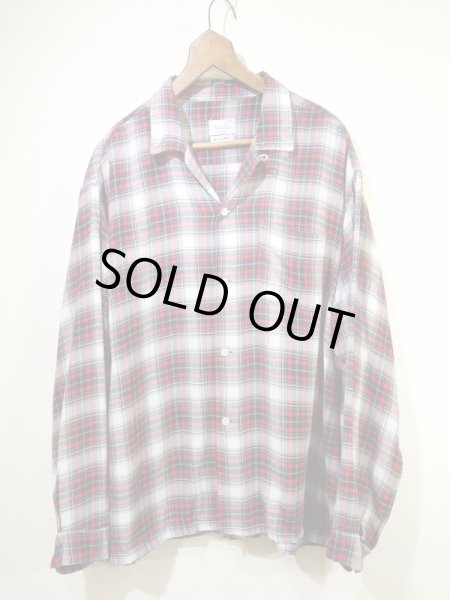 画像1: 60s Nelson-Paige Customline OMBRE SHADOW CHECK OPEN COLLAR RAYON SHIRT (1)