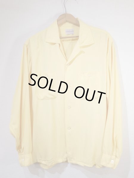 画像1: 50s PENNEYS TOWNCRAFT YELLOW PLAIN SOLID RAYON SHIRT (1)