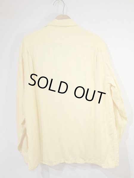 画像2: 50s PENNEYS TOWNCRAFT YELLOW PLAIN SOLID RAYON SHIRT (2)