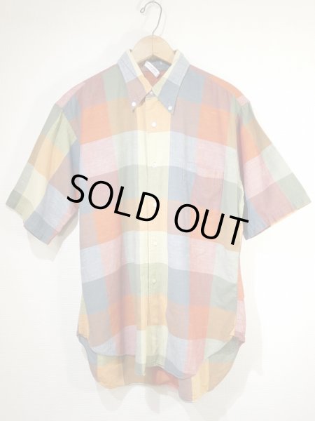 画像1: 60s OXFORD INDUSTRIES INC. HOMESPUN COTTON BLOCK CHECK S/S BD SHIRT (1)