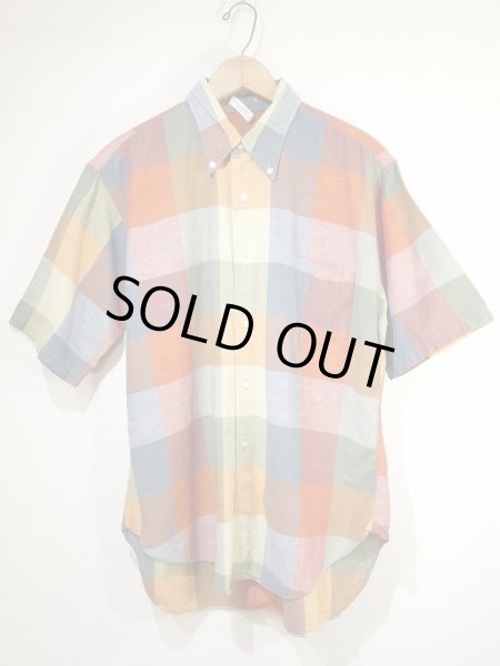 画像1: 60's OXFORD INDUSTRIES INC. HOMESPUN COTTON BLOCK CHECK S/S BD SHIRT (1)