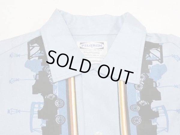 画像4: LATE 50's PILGRIM CLASSIC CAR PRINT RAYON LOOP COLLAR S/S SHIRT DEAD STOCK (4)