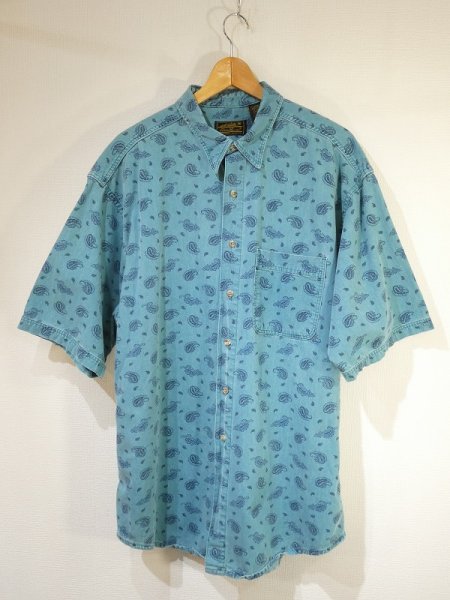 画像1: 80〜90's Eddie Bauer PAISLEY PATTERN S/S COTTON SHIRT MADE IN USA (1)