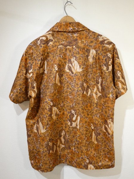 画像2: 70s UNKNOWN G.V.H HAWAII PRINT NAKED LADY HAWAIIAN ALOHA SHIRT (2)