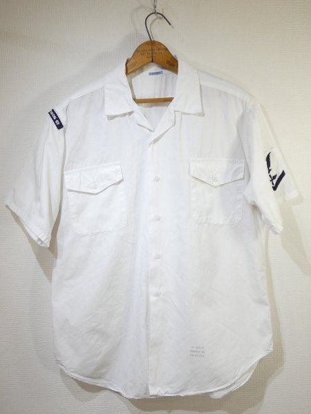 画像1: 60s US NAVY USN WHITE COTTON UTILITY SHIRT (1)