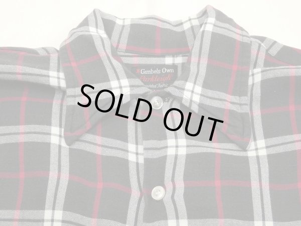 画像5: ~ 70s Gimbels Own BLACK×WHITE×RED PLAID RAYON BOX SHIRT (5)
