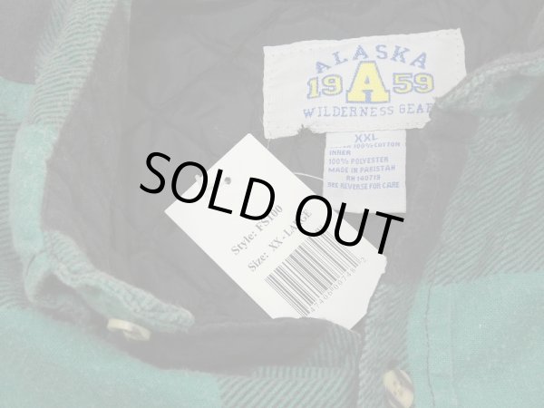 画像4: 90s ALASKA 1959 BUFFALO BLOCK CHECK QUILTING FLANNEL SHIRT XXL DEAD STOCK (4)