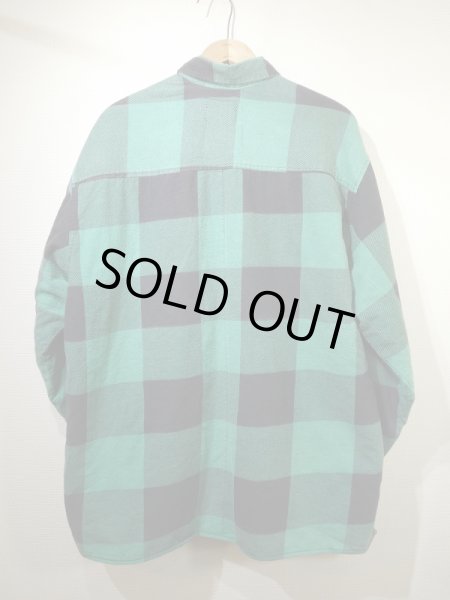 画像2: 90s ALASKA 1959 BUFFALO BLOCK CHECK QUILTING FLANNEL SHIRT XXL DEAD STOCK (2)