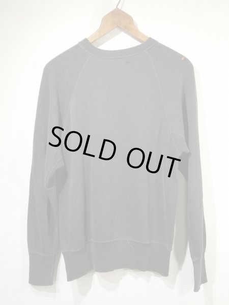 画像2: 60s UNKNOWN COLOR FLOCKY BLACK COTTON SWEAT (2)