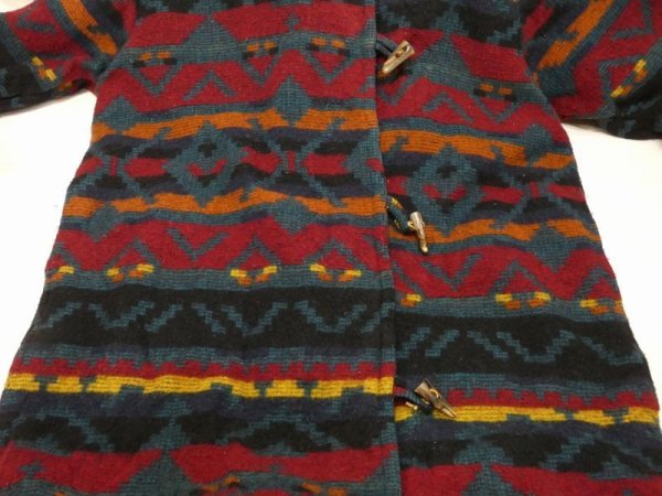 画像5: 80s Woolrich NATIVE BLANKET HOODED COAT with TOGGLE BUTTON (5)