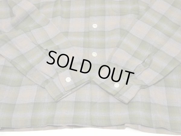 画像7: 60s KENTFIELD OMBRE SHADOW CHECK OPEN COLLAR SHIRT DEAD STOCK (7)