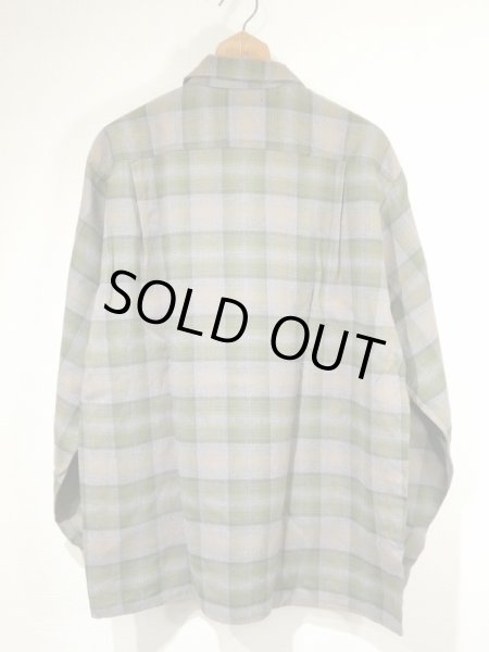 画像2: 60s KENTFIELD OMBRE SHADOW CHECK OPEN COLLAR SHIRT DEAD STOCK (2)