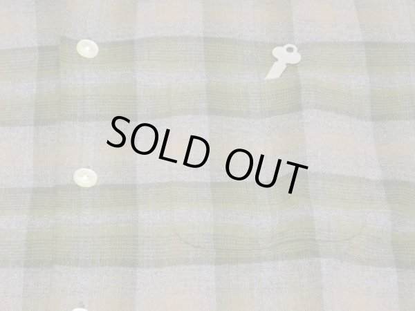 画像5: 60s KENTFIELD OMBRE SHADOW CHECK OPEN COLLAR SHIRT DEAD STOCK (5)