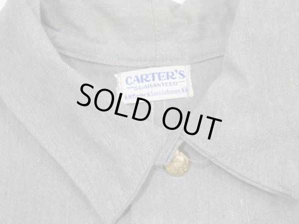 画像3: 40s Carter's Watch the Wear GRAY GREEN COVERT SHOP ENGINEER COAT with PAPER TAG DEAD STOCK (3)