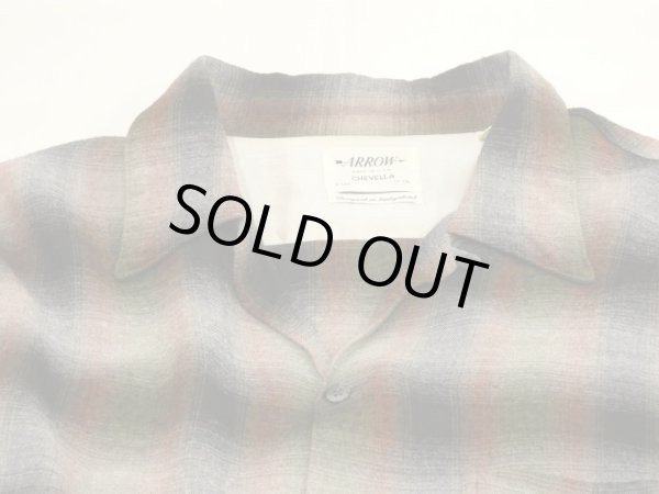 画像4: 60s ARROW CHEVELLA OMBRE SHADOW CHECK RAYON OPEN COLLAR BOX SHIRT XL (4)