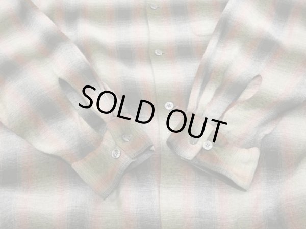 画像8: 60s ARROW CHEVELLA OMBRE SHADOW CHECK RAYON OPEN COLLAR BOX SHIRT XL (8)