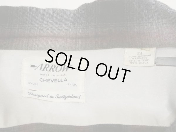 画像3: 60s ARROW CHEVELLA OMBRE SHADOW CHECK RAYON OPEN COLLAR BOX SHIRT XL (3)