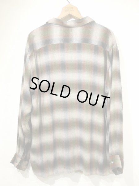 画像2: 60s ARROW CHEVELLA OMBRE SHADOW CHECK RAYON OPEN COLLAR BOX SHIRT XL (2)