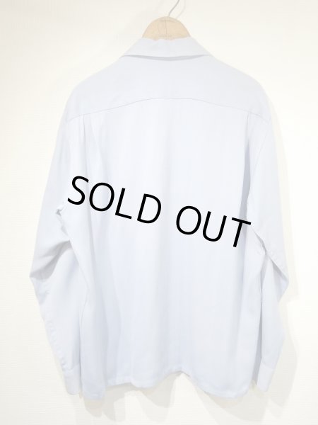 画像2: 50s MONTECITO of CALIFORNIA SAX BLUE PLAIN SOLID RAYON SHIRT with HAND STITCH (2)