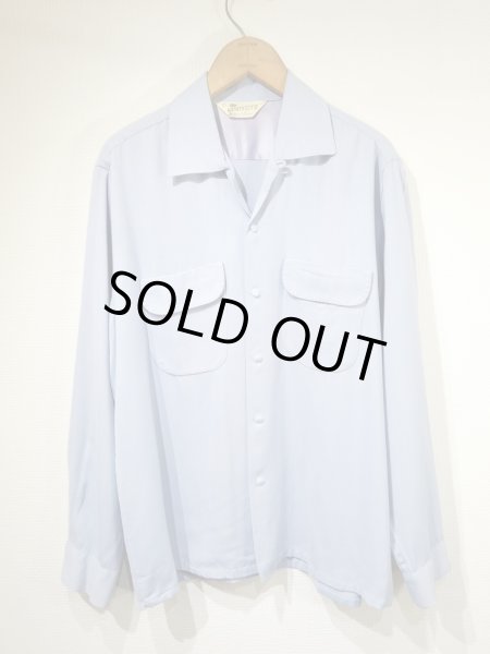 画像1: 50s MONTECITO of CALIFORNIA SAX BLUE PLAIN SOLID RAYON SHIRT with HAND STITCH (1)